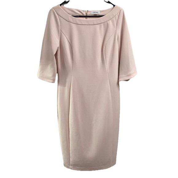 Calvin Klein Womens Sheath 3/4 Sleeve Dusty Rose Dress-Mother Of Bride Sz.8 EUC - Picture 1 of 10